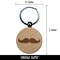 Gunslinger Mustache Moustache Silhouette Engraved Wood Round Keychain Tag Charm